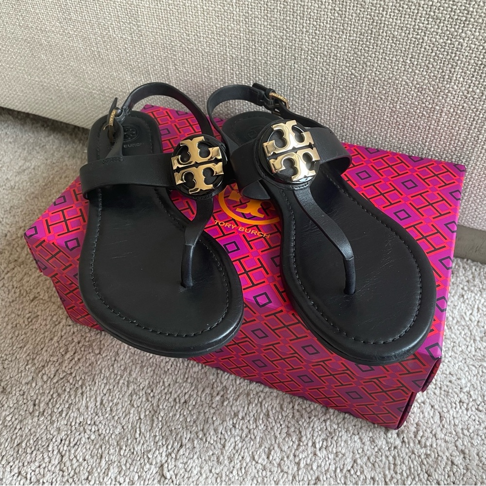 Tory Burch Black Emblem Sandals